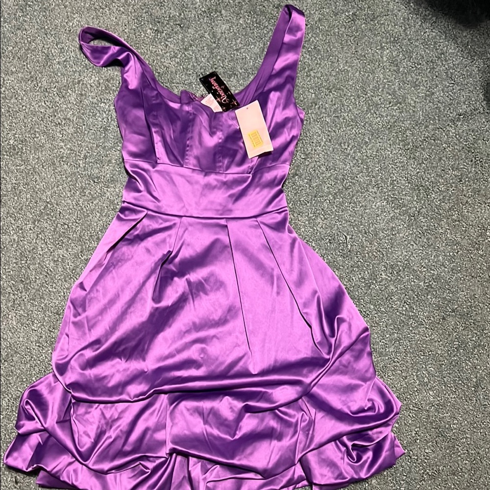 Purple Satin Sleeveless Dress